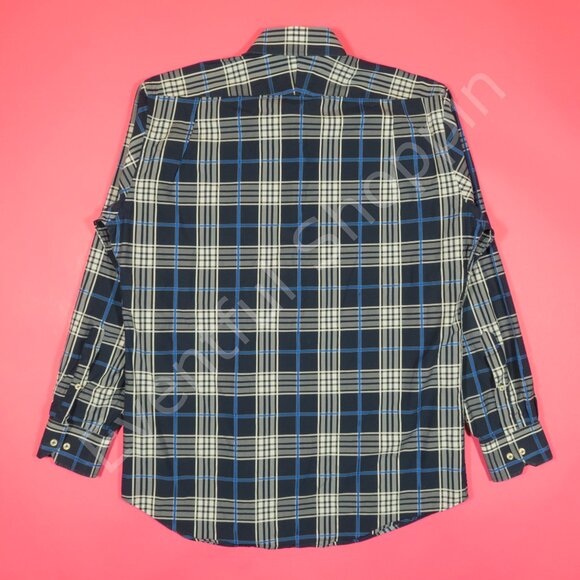 Peter Millar Button Down Shirt Mens L Blue Plaid Bullock & Jones Cotton - Picture 3 of 5